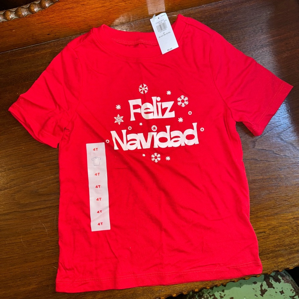 NWT Old Navy Toddler Matching Christmas Feliz Navidad T-Shirt 4T 4 Little Kids
